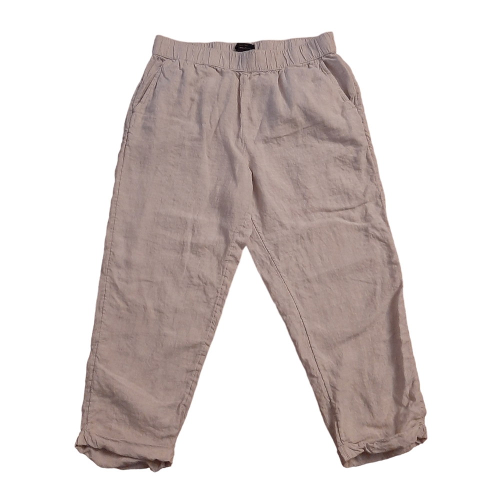 RACHEL Rachel Roy Cream 100% Linen Tapered Leg Pull On Pants Women L